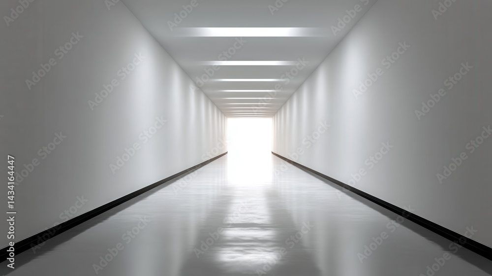 Poster ethereal corridor perspective with radiant light at the end symbolizing hope journey and transformat