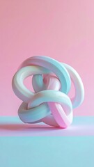Abstract pastel knot sculpture against soft pink and blue background