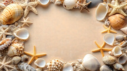 Obraz premium Coastal beauty seashells & starfish