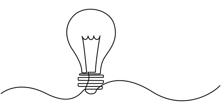 recommend clip art: Light bulb continuous one line drawing. Single line vector illustration with editable stroke, Light bulb isolated on white light bulb one line outline vector, Continuous one line drawing bulb lamp.