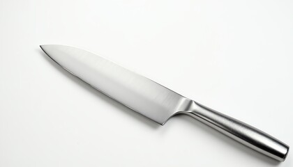 Fototapeta premium Sharp kitchen knife on white background.