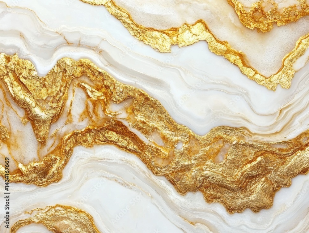 Poster luxurious gold veined marble texture background with elegant white backdrop creating a sophisticated