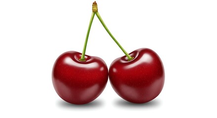 Fresh, Juicy Red Cherries Displayed Together on a White Background, Symbolizing Nature's Bounty