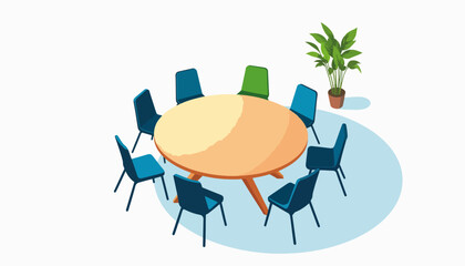 Minimalist team planning table in bright office, collaboration concept