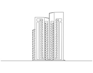 Continuous line drawing of modern building. Single line illustration of building. Business concept. Editable outline