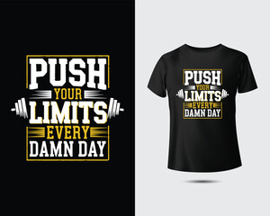 Gym workout fitness motivational t-shirt designs beast mode push limits no pain no gain inspirational quotes bodybuilding training apparel for men and women sporty graphic prints.