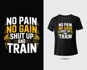 Gym workout fitness motivational t-shirt designs beast mode push limits no pain no gain inspirational quotes bodybuilding training apparel for men and women sporty graphic prints.