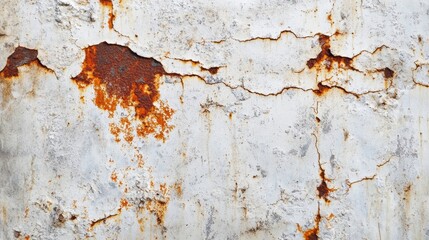 Obraz premium White rusty metal surface with cracks and peeling paint.