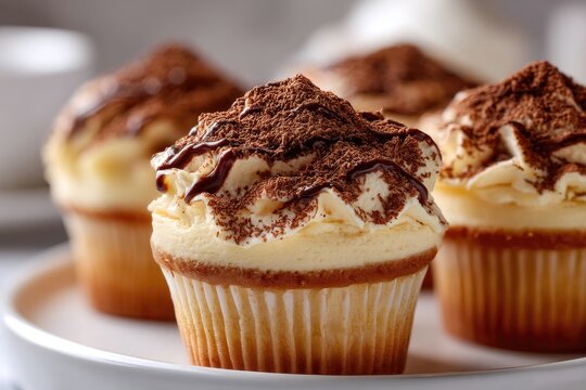 Delicious, chocolate-sprinkled cupcakes with creamy frosting. - Powered by Adobe