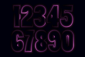 neon set numbers, Set of 3d render, numbers one glowing in the dark, pink blue neon light. Abstract cosmic vibrant color digit neon glow. Glowing neon lighting on dark background. Numbers futuristic 