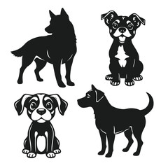 Set of dog vector illustrations. pet emblem, dog illustration, dog portrait, guard dog	