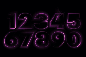 neon set numbers, Set of 3d render, numbers one glowing in the dark, pink blue neon light. Abstract cosmic vibrant color digit neon glow. Glowing neon lighting on dark background. Numbers futuristic 
