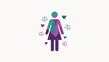 Stylized women's rights symbolism with equality icons, empowerment