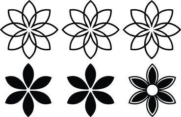 Flower Silhouette Glyph Icon Set – Botanical, Nature & Floral Vector Symbols