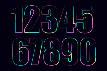 neon set numbers, Set of 3d render, numbers one glowing in the dark, pink blue neon light. Abstract cosmic vibrant color digit neon glow. Glowing neon lighting on dark background. Numbers futuristic 