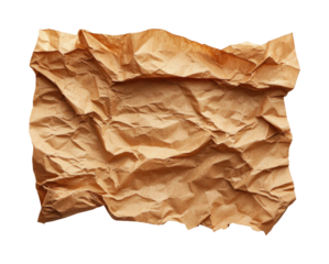 Crumpled brown paper texture creative design isolated on transparent background