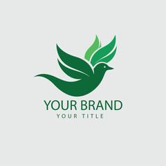 Green Bird Leaf Logo – Eco-Friendly Nature-Inspired Branding Symbol with Elegant Wings

