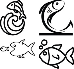 Fish Bundel simple icon. Vector ICON all icon Viktor	