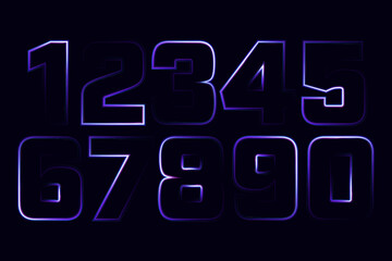 neon set numbers, Set of 3d render, numbers one glowing in the dark, pink blue neon light. Abstract cosmic vibrant color digit neon glow. Glowing neon lighting on dark background. Numbers futuristic 