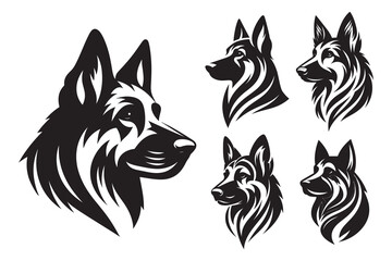 Vector illustration of a dog - Black and White Tribal Ink Style