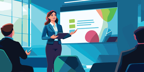 vector Businesswoman Giving Presentation