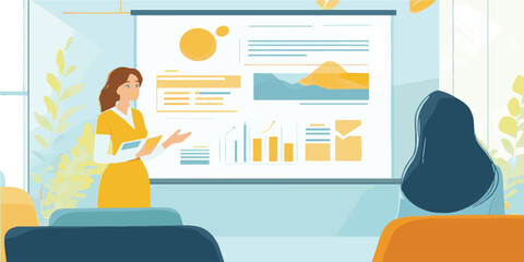 vector Business Presentation with Graphs and Charts