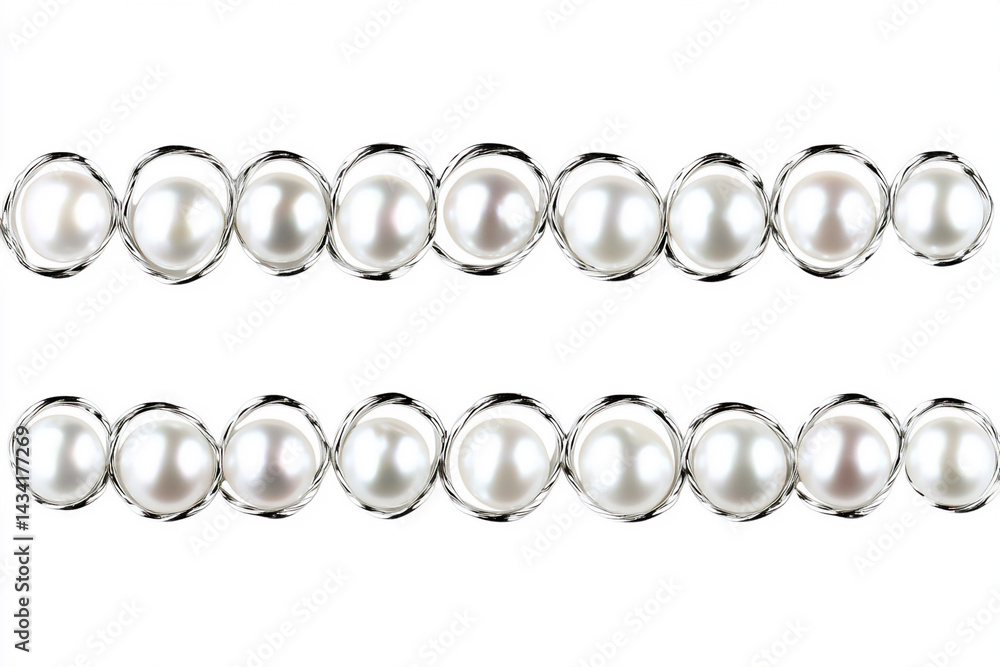 Poster delicate silver frame embedded tiny pearls elegant border