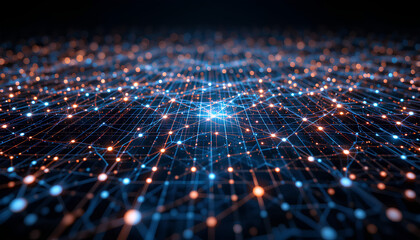 Fototapeta premium Glowing Web of Technology and Information Exchange