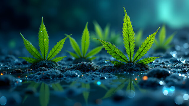 Cosmic tidepool leaves. Stardust veins swirl in celestial brine under northern lights.