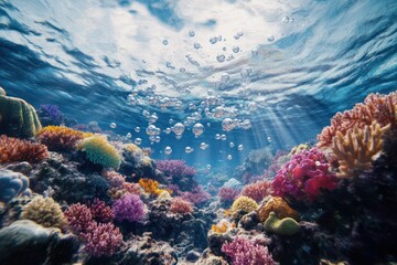 Fototapeta premium Colorful underwater coral reef scene