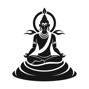 Vasuki Coiled Around Mount Mandara Vector Silhouette Samudra Manthan Line Art Design