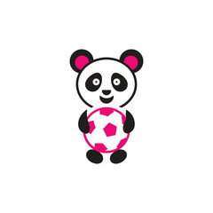 Naklejka premium Adorable Panda Characters with Soccer Balls – Vector Illustration
