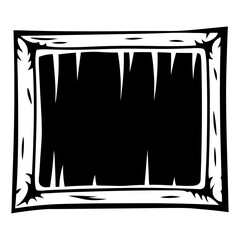 Black and white rectangular frame with unique foliage and jagged edges