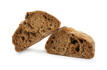 Pieces of fresh bread isolated on white