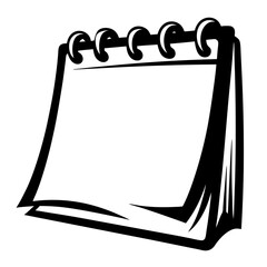 Monochrome stylized flip calendar with blank space for text and messages