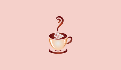 Style cup of hot coffee icon logo design vector template.