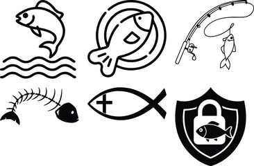 Fish Bundel simple icon. Vector ICON all icon Viktor	