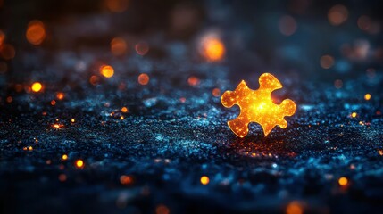 Missing piece glows on dark surface