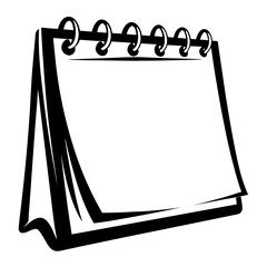 Black and White Desk Calendar with Blank Page Ready for Content