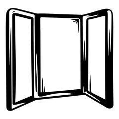 Outline drawing of a trifold presentation board for school or business usage