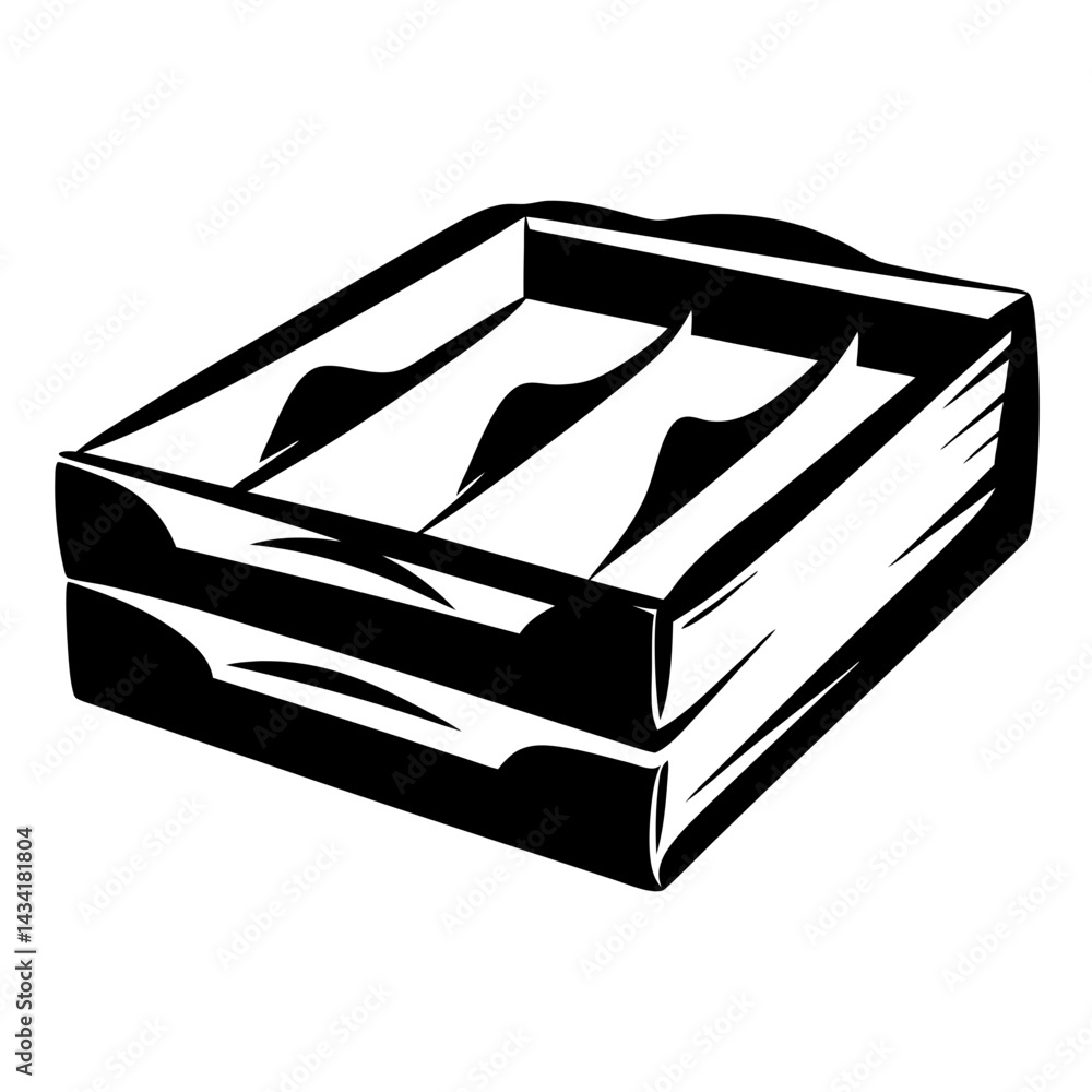 Aufkleber monochromatic illustration of an inbox tray with paper on a white background