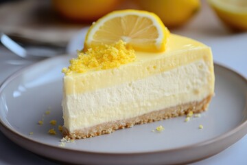 Lemon slice cheesecake. AI generated illustration.