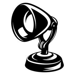 Monochrome Spotlight Illustration Featuring an Adjustable Arm and Sturdy Base