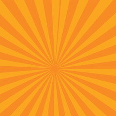 Yellow and red banner with Sun rays, yellow comic background. Sunburst background