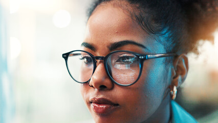 Online, glasses and developer with business woman for cyber security, network domain and...