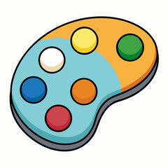 Fototapeta premium Colorful Palette of Six Paints – Red, Green, Yellow, Blue, Orange – Artistic Supplies for Creative Projects, Painting, Drawing, and Visual Design