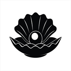 Nautical Pearl Shell Linocut Vector Illustration