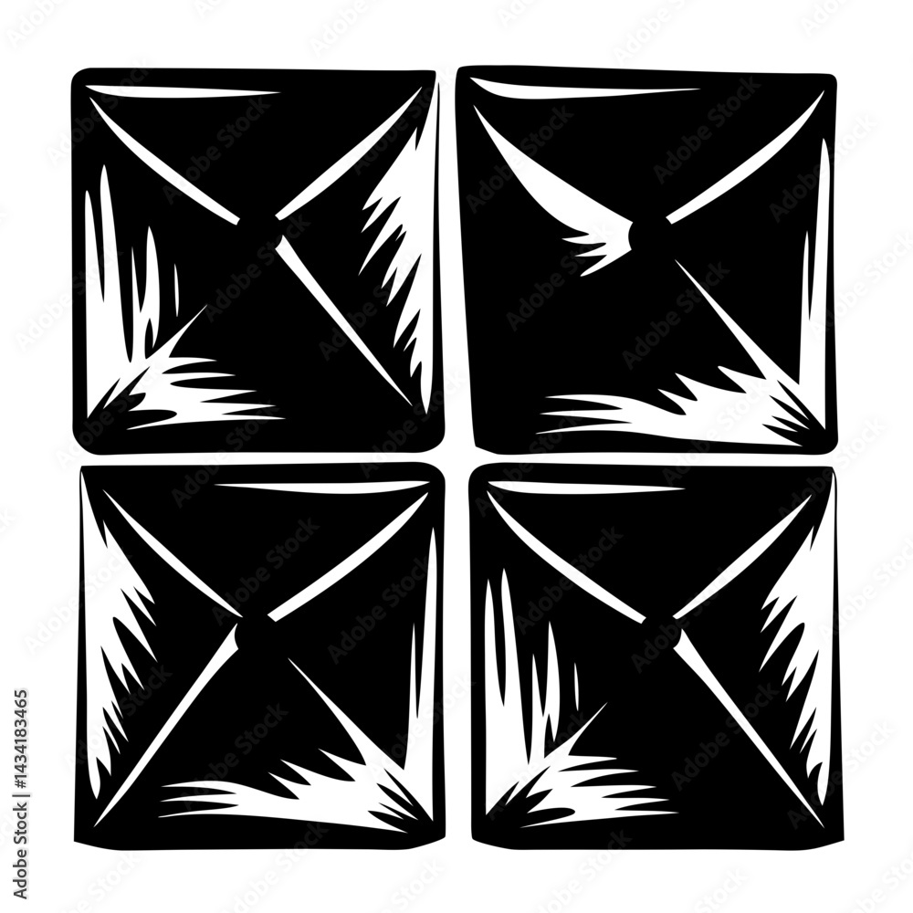 Poster abstract geometric pattern with square tiles and radial white lines