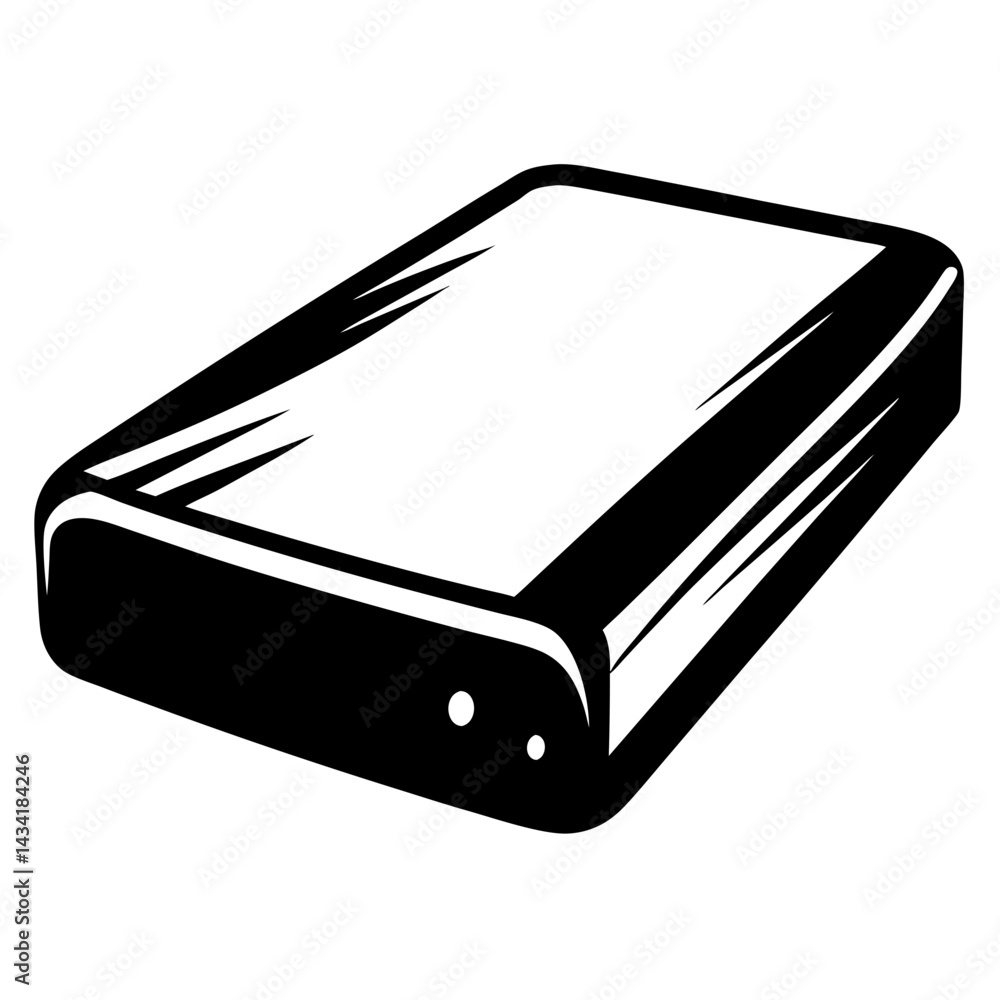 Poster external hard drive silhouette showing power and connection lights ready to backup files