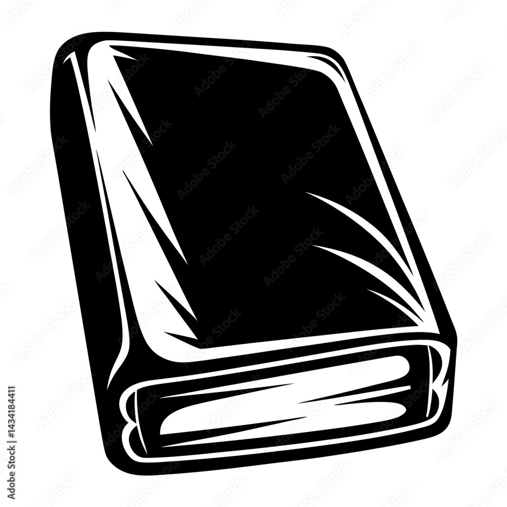 Poster Stylized black and white vector image of a closed rectangular book or package